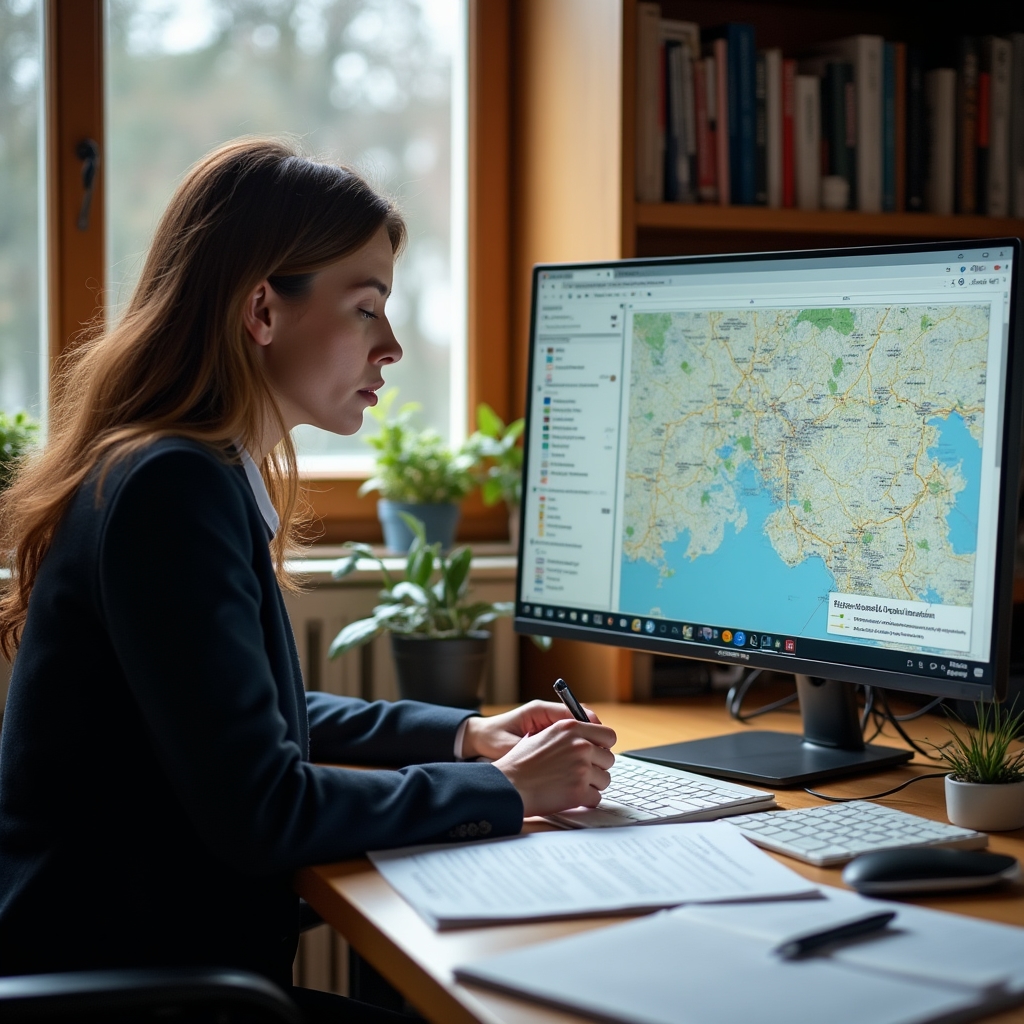 Journalist recherchiert am Schreibtisch zu urbanen Mobilitätsthemen